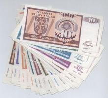 Horvátország / Krajna Szerb Köztársaság 1992. 10D + 50D + 100D + 5000D + 10.000D + 50.000D + 100.000...