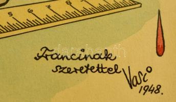 Vasi jelzéssel: Francinak szeretettel. Akvarell, papír, üvegezett keretben, 29×20 cm