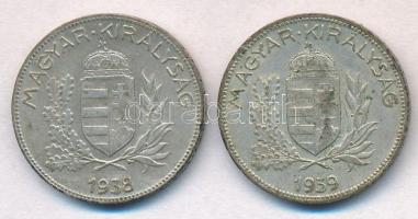 1938-1939. 1P Ag (2x) T:2 patina, szennyeződés
