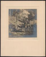 cca 1935 Thöresz Dezső (1902-1963) hagyatékából 2 db aláírt vintage fotóművészeti alkotás, kasírozva, 17x17 cm és 20x13 cm