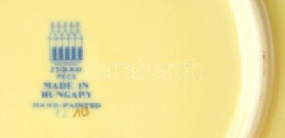 Zsolnay bambusz mintás teás csésze és alj, kézzel festett,  jelzett, hibátlan