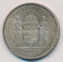 1930. 5P Ag "Horthy jobbra" T:2 kis patina
Adamo P8