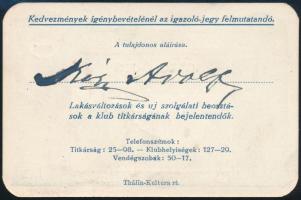 1927 Magyar Vasútl és Hajózási klub igazolvány