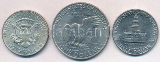 Amerikai Egyesült Államok 1968D 1/2$ Ag "Kennedy" + 1972. 1$ Cu-Ni "Eisenhower" ...