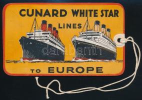 cca 1930 Cunard White Star lines hajókat ábrázoló csomagcímkéje / Luggage label of the Cunard ship company 17x10 cm