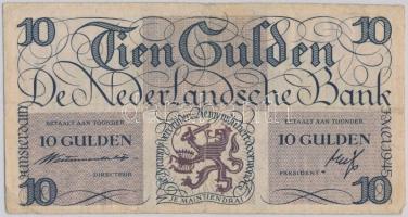 Hollandia 1945. 10G T:III  Netherlands 1945. 10 Gulden C:F Krause 74