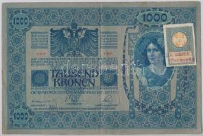 1902. 1000K szerb bélyeggel, hamis(?) felülbélyegzéssel T:II-