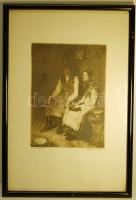 Fényes Adolf (1867-1945) szignált metszet 50x34cm keretben