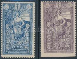 1907 Pécsi Általános Kiállítás 2 db levélzáró