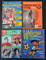 1974-1978 Labdarúgás különszámok, 4 db (A X. Világbajnokság, Értük szurkol a labdarúgó világ VB 1974, VB 1978 Irány Argentina! Labdarúgó VB '78.) 1974-es NSZK-ban, 1978-as Argentinában tartott világbajnokságok különszámai. Papírkötés. Jó állapotban.