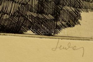 Lenkey Zoltán (1936-1983): Külszíni bánya. Rézkarc, papír, jelzett, szélén kis szakadás, 29×40 cm