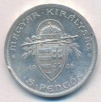 1938. 5P Ag "Szent István" T:2 ph. 
Adamo P8.1