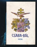 1936 A Debreceni Orvoskaron a Turul szövetség Csaba bajtársi egyesülete által szervezett Csaba-bál meghívója, a rendezők, védnökök felsorolásával. 20p. zsinórfűzőtt, címeres borítóval