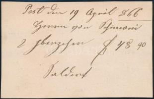 1866 Budapest V. Deák Ferenchez címzett férfi ruhabolt Singer Dávid, Deákot ábrázoló díszes reklám k...