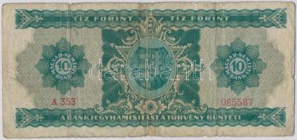 1946. 10Ft T:III kis szakadás, ly.
Hungary 1946. 10 Forint C:VG small tear, hole
Adamo F1