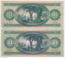 1949. 10Ft + 1962. 10Ft fordított hátlapi "01"-es alapnyomattal T:III,III-