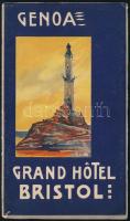 cca 1910 Genoa Grand Hôtel Bristol angol nyelvű reklám prospektus utazási ajánlatokkal