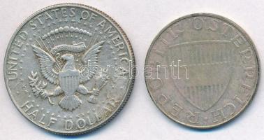 Vegyes: Amerikai Egyesült Államok 1968. 1/2$ Ag "Kennedy" + Ausztria 1965. 10Sch Ag T:2,2-...