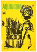 1969 Varga László (1930-): Budapesti Történeti Múzeum Aquincum kiállítás plakát, szélén kis szakadások, 68x47 cm