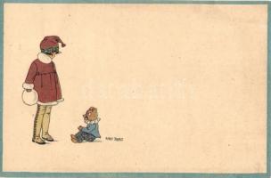 9 db RÉGI Anny Tekauz művészlap / 9 pre-1945 Anny Tekauz signed art motive postcards