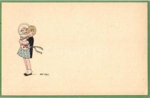 9 db RÉGI Anny Tekauz művészlap / 9 pre-1945 Anny Tekauz signed art motive postcards