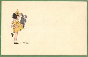 9 db RÉGI Anny Tekauz művészlap / 9 pre-1945 Anny Tekauz signed art motive postcards