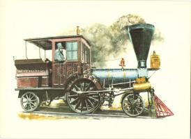 10 db MODERN használatlan grafikai vonat motívumú képeslap; Képzőművészet Alap Kiadóvállalat, Kondor...