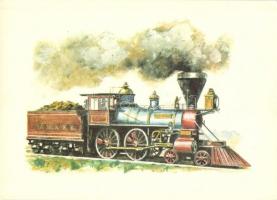 10 db MODERN használatlan grafikai vonat motívumú képeslap; Képzőművészet Alap Kiadóvállalat, Kondor...