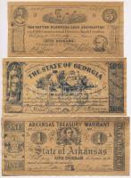 Amerikai Egyesült Államok 6db-os replika bankjegy tétel, helyi kiadások: Mississippi, Virginia, Észa...
