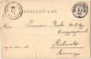 1899 Besztercebánya, Banska Bystrica; Fő tér, szökőkút, a háttérben Herczogh Pál, Strelinger J., Str...
