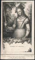 1769 Antoine de Marcenay:Az orleans-i szűz. Rézmetszet, papír, 15x8,5 cm / Antoine de Marcenay: La Pucelle dOrleans. Copper etching, on paper, 15x8,5 cm