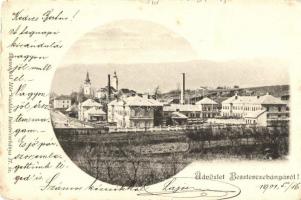 Besztercebánya, Banska Bystrica; látkép gyárral. Sonnenfeld Mór kiadása / general view with factory. Art Nouveau (kopott élek / worn edges)