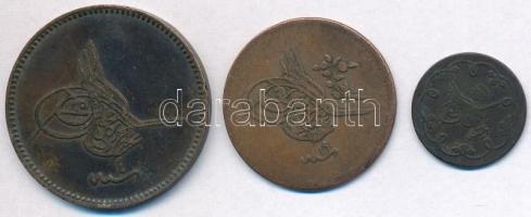 Oszmán Birodalom 1839. (1255/19) 10p Cu + 1861. (1277/4) 20p Cu + 1901. (1293/27) 10p billon T:2,2-
...