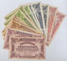 1946. 13db-os vegyes magyar adópengő bankjegy tétel T:III