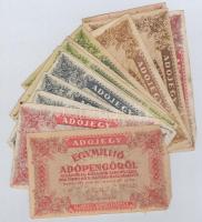 1946. 13db-os vegyes adópengő bankjegy tétel, közte fordított címer és amelyekNEK T:III,III-