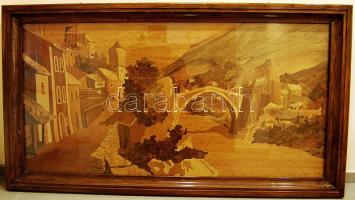 Intarziás falikép a Mostari hídról 220x120cm