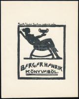 Gergely Sándor (1888-1932): Berger Henrik könyveiből, erotikus ex libris. Klisé, papír, jelzett a klisén, 11×9 cm