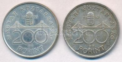 1992-1993. 200Ft Ag "MNB" (2x) T:2 patina