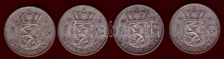 Hollandia 1955-58. 1G Ag (4x) klf évszámokkal T:2,2/3