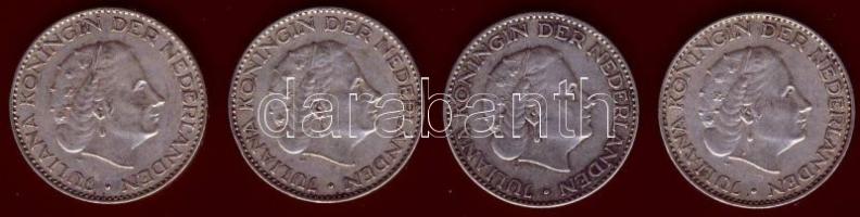 Hollandia 1955-58. 1G Ag (4x) klf évszámokkal T:2,2/3