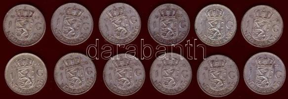 Hollandia 1955-57. 1G Ag (12x) 3klf évszámmal T:2,2/3