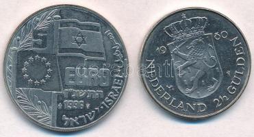 Vegyes: Hollandia 1980. 2 1/2G Ni "Az új királynő felavatása"  + 1996. 5E Cu-Ni "Izra...