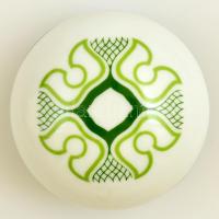 Alföldi Porcelán ékszertartó dobozka, geometrikus díszítéssel, hibátlan, d: 7 cm