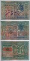 1912. 100K (7x) közte piros, vízszintes "DEUTSCHÖSTERREICH" felülbélyegzés, román felülbél...