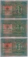 1912. 100K (7x) közte piros, vízszintes "DEUTSCHÖSTERREICH" felülbélyegzés, román felülbél...