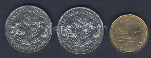 Kanada 1970. 1$ "Manitoba" (2x) + 1991. 1$ T:1/2