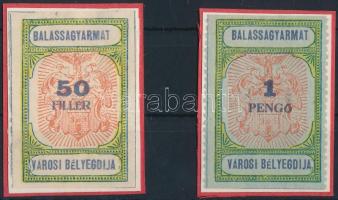 1943 Balassagyarmat városi bélyegdíj 17 és 18 sz. okmánybélyege (12.000)
