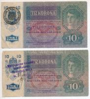 1915. 10K román felülbélyegzéssel + 10K hamis(?) felülbélygzéssel (fake overprint?) T:III- tűly