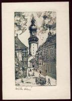 Würtz Ádám (1927-1994) Sopron szignós rézkarc 17x12cm