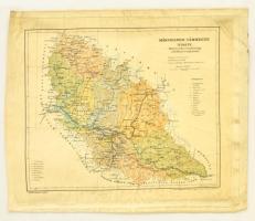 cca 1880-1900 Máramaros vármegye térképe, 1:500.000, Kogutowicz és Társa, Magyar Földrajzi Intézet,kissé viseltes állapotban, gyűrődésekkel, a szélein ragasztással, 28x33cm / Map of Máramaros County